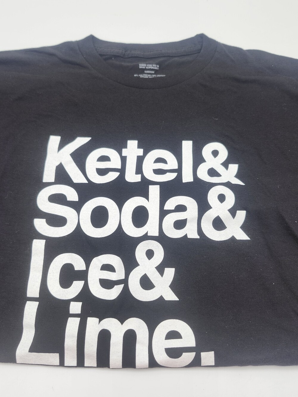 Black Graphic Tee Alchol Bar Promo "Ketel & Soda & Ice & Lime" Print